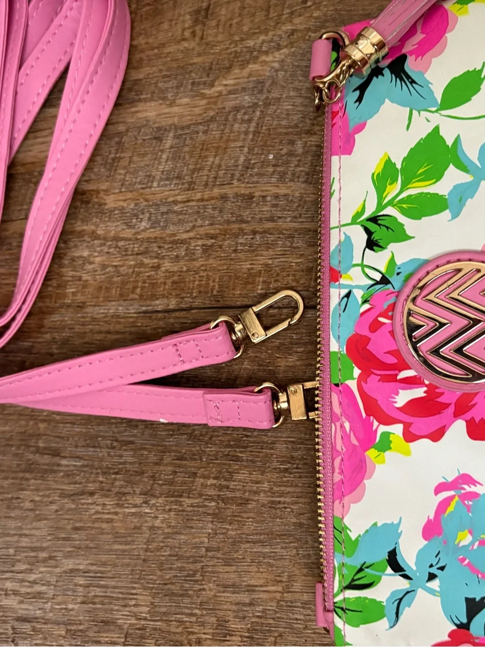 Macbeth Collection by Margaret Josephs Pink Floral Cosmetic Pouch with Tassel